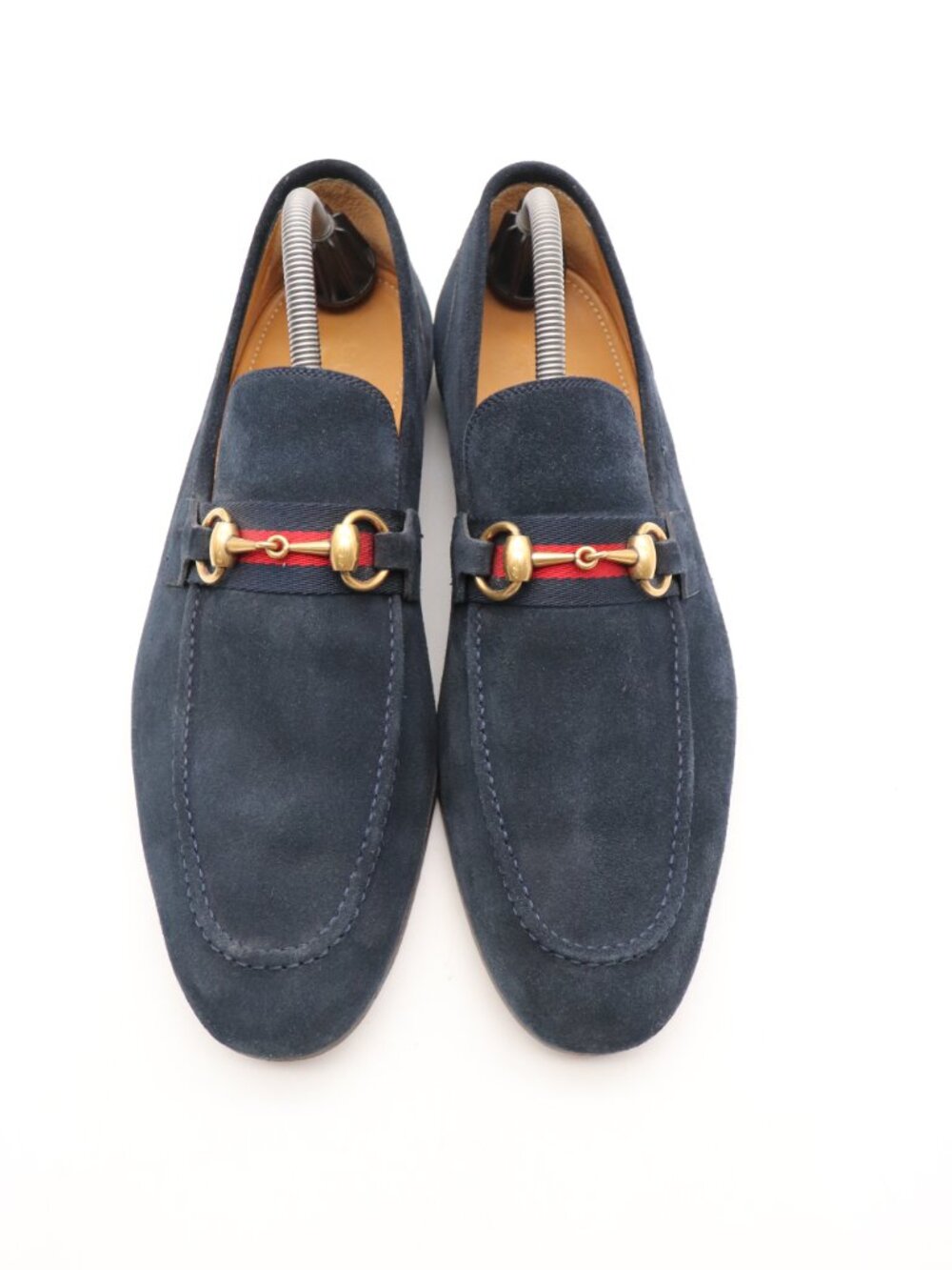 Gucci Horsebit Men's Size US 8.5 Navy Suede Leather Loafers Slip On Italy